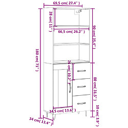 vidaXL Buffet haut Chêne sonoma 69,5x34x180 cm Bois d'ingénierie pas cher