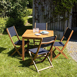 Wilsa Garden Salon de jardin avec table carrée en acacia Bilbao noir