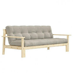 Inside 75 Canapé convertible futon UNWIND pin naturel coloris lin 130 x 190 cm.