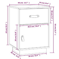 vidaXL Tables de chevet 2 pcs Noir 40x34x55 cm Bois de pin massif pas cher