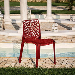 Chaise transparente salle à manger Café empilable nid d'abeille Grand Soleil Gruvyer, Couleur: Rouge transparent