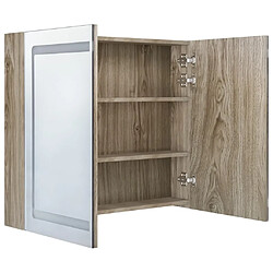 Maison Chic Armoire de salle de bain,Meuble de rangement,Meuble haut à miroir LED Chêne 80x12x68 cm -GKD921130 pas cher