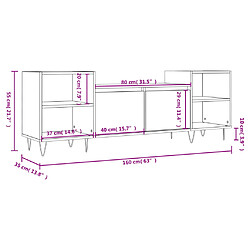 vidaXL Meuble TV Blanc 160x35x55 cm Bois d'ingénierie pas cher