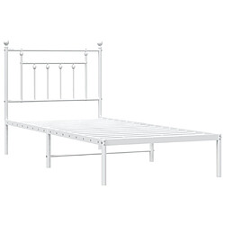 Acheter vidaXL Cadre de lit métal sans matelas avec tête de lit blanc 90x200cm