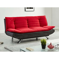 Vente-Unique Canapé convertible clic-clac en tissu DEMIDO III - Bicolore rouge et anthracite pas cher