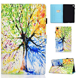 Etui en PU motif imprimé avec support et porte-cartes arbre colorisé pour votre Lenovo Tab M10 Plus TB-X606F