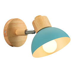 Stoex Ø15CM Applique Murale Rétro Moderne Applique Murale en Bois Et Métal Lampe Murale Simple, Angle Réglable, Pour Salon, Chambre À Coucher (Bleu) E27