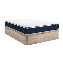 Vente-Unique Ensemble 140 x 190 cm sommier coffre naturel clair + matelas ressorts ensachés et surmatelas intégré ép.24cm - ALTIER de YSMÉE