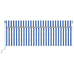 Avis Maison Chic Auvent manuel rétractable avec store | store extérieurs de porte | Marquise Brise-soleil et LED 4x3 m Bleu et blanc -GKD47565