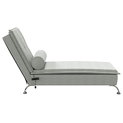 Acheter vidaXL Chaise longue de massage avec traversin gris clair velours