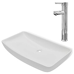 vidaXL Lavabo et mitigeur Céramique Rectangulaire Blanc