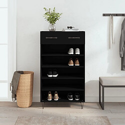 Maison Chic Armoire à Chaussures Noir,Meuble de Rangement à Chaussures 60x35x105 cm bois d'ingénierie -MN73714