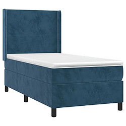 Avis Maison Chic Lit Adulte - Lit simple Lit à sommier tapissier et matelas moelleux - Meuble de Chambre - Bleu foncé 80x200 cm Velours -MN63789