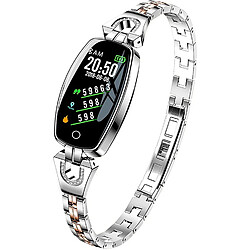 Chrono Montre Connectée pour femme - Bracelet en acier inoxydable - Moniteur de fréquence cardiaque - Compteur de calories - Suivi du sommeil - Avec mesure de la pression artérielle - Bijou élégant(Argent)