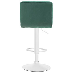 Decoshop26 Lot de 2 tabourets de bar en velours vert avec coutures décoratives pied en trompette métal blanc 10_0004404 pas cher