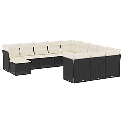 vidaXL Salon de jardin 12 pcs avec coussins noir résine tressée