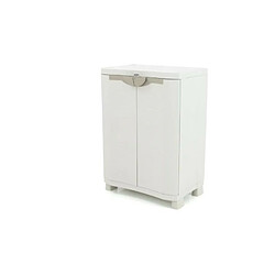 SPACESAVER 70 PLASTIKEN Armoire basse 2 portes avec etageres - l 70 x p 45 x h 100 cm - Gamme Space SAVER - Interieur et Exterie