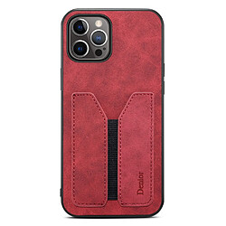 Coque en TPU + PU anti-rayures, hybride avec porte-carte élastique rouge pour votre Apple iPhone 13 Pro 6.1 pouces