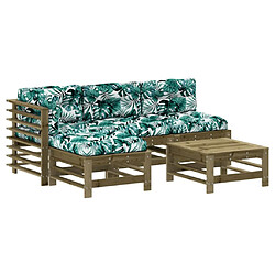 Maison Chic Salon de jardin 5 pcs + coussins - Mobilier/Meubles de jardin - Table et chaises d'extérieur bois de pin imprégné -MN12647