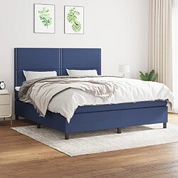 Maison Chic Structures de lit + matelas,Lit à sommier tapissier avec matelas Bleu 180x200 cm Tissu -MN32708