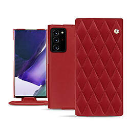 Housse cuir Samsung Galaxy Note20 Ultra - Rabat vertical - Rouge - Couture ( Nappa - Pantone #d50032 ) - NOREVE