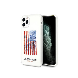 Us Polo U.S Polo Coque pour Apple iPhone 11 Pro Max Gamme American Flag en TPU Blanc