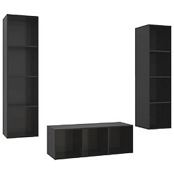 vidaXL Ensemble de meubles TV 3 pcs Noir brillant Bois d'ingénierie