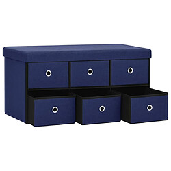 Acheter vidaXL Banc de rangement pliable Bleu 76x38x38 cm Faux lin