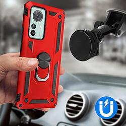 Avizar Coque Xiaomi 12 Pro Hybride Bague Support Vidéo rouge pas cher