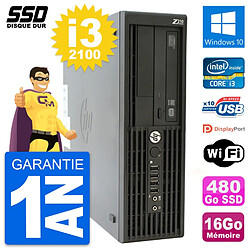 PC HP WorkStation Z210 SFF Intel i3-2100 RAM 16Go SSD 480Go Windows 10 Wifi - Occasion