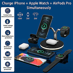 Acheter Chrono Station de charge sans fil 3 en 1, support de charge pour téléphone avec table de chevet magnétique, chargeur Mag Safe pour iPhone 12/12 Mini/12 Pro/12 Pro Max, AirPods Pro/AirPods 2/iWatch Series,(noir)