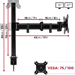 Avis Duronic DM253 Support 3 écrans PC à Pince pour Bureau | Hauteur Ajustable | Rotatif/Inclinable/Pivotable | Compatibilité Universelle avec Moniteur d'Ordinateur LCD/LED VESA 75/100