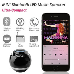 Universal Haut-parleurs de musique LED couleur Bluetooth noir Subwoofer léger Mini haut-parleurs portables ronds Prise en charge des haut-parleurs portables