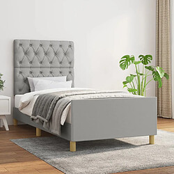 Maison Chic Lit adulte - Cadre Structure de lit avec tête de lit Contemporain Gris clair 80x200 cm Tissu -MN65354