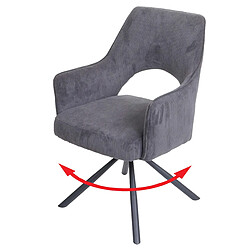 Decoshop26 Chaise de salle à manger fauteuil rotatif en tissu velours côtelé gris foncé 04_0006332