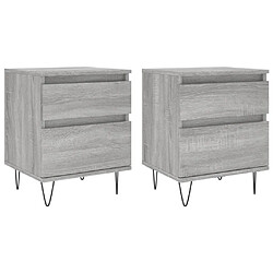 Maison Chic Lot de 2 Tables de chevet - Tables de Nuit sonoma gris 40x35x50 cm bois ingénierie