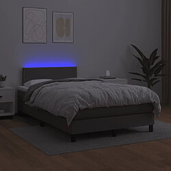 Avis Maison Chic Lit adulte- Lit + matelas + LED,Sommier à lattes de lit matelas LED gris 120x190 cm similicuir -GKD49828