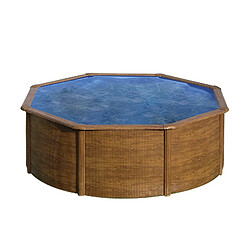 Piscine Ronde en Acier Effet Bois Gre Pacific 350x120 cm avec Échelle à Plateforme et Pompe de Filtration à Sable de 4.000 L/h