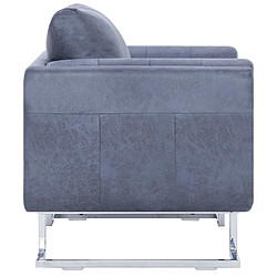 Acheter Helloshop26 Fauteuil chaise siège lounge design club sofa salon cube gris synthétique daim 1102276