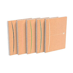 Cahier recyclé spirale Oxford Touareg A4 21 x 29,7 cm petits carreaux 100 pages - Lot de 5