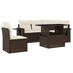 vidaXL Salon de jardin avec coussins 6 pcs marron résine tressée