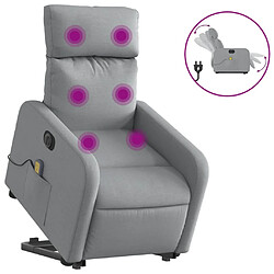 vidaXL Fauteuil inclinable de massage électrique Gris clair Tissu