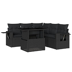 vidaXL Salon de jardin 6 pcs avec coussins noir résine tressée