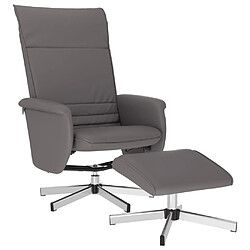 vidaXL Fauteuil inclinable avec repose-pied gris similicuir