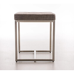 Decoshop26 Tabouret bas repose-pieds pouf x1 forme carrée en tissu gris et acier inoxydable 10_0005507