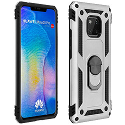 Avizar Coque Huawei Mate 20 Pro Bi matière Rigide Souple Bague Support Vidéo argent