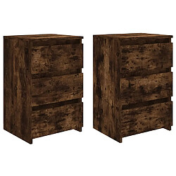 Maison Chic Lot de 2 Tables de chevet - Tables de Nuit Chêne fumé 40x35x62,5cm Bois d'ingénierie