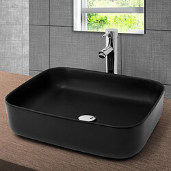 Lavabo avec vidage sans trop-plein 51x40x,5x13,5 cm noir en céramique ML-Design