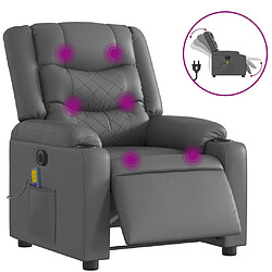 vidaXL Fauteuil de massage inclinable électrique gris similicuir