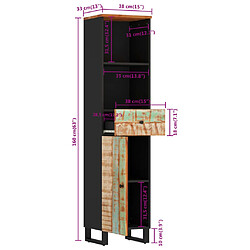 vidaXL Armoire de salle de bain 38x33x160 cm bois massif récupération pas cher